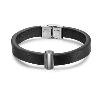 1 Name Personalised Stainless Steel Leather Bracelet Engraved Name Men's Bracelet Gift for Dad