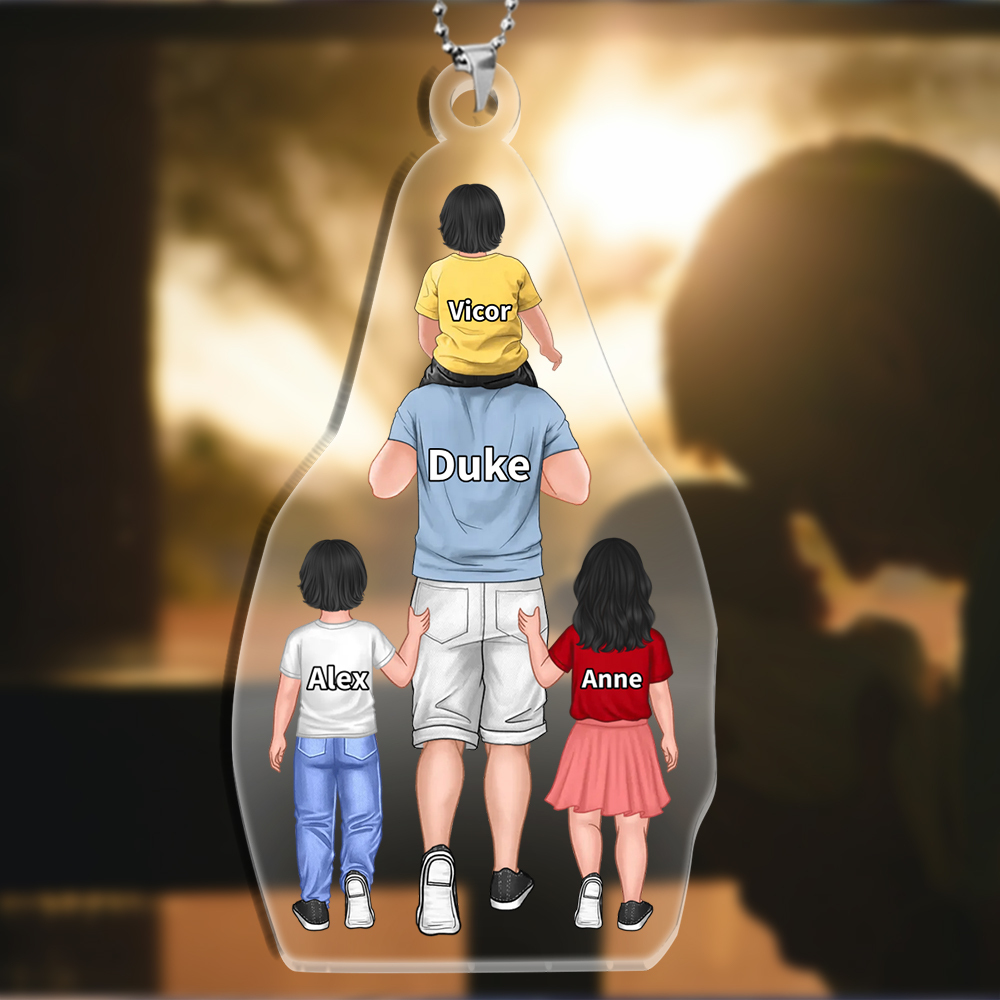 For Dad/Mum - Acrylic Keyring 2-9 Personalised Name Family Decor