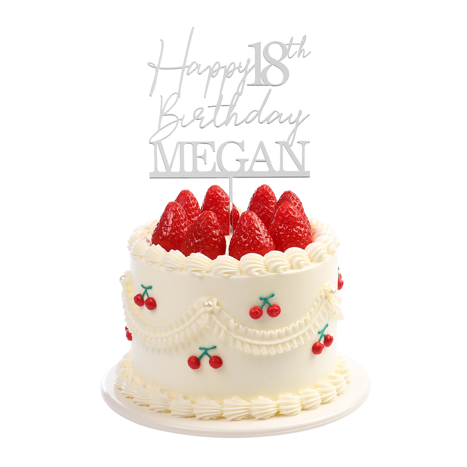 Personalized Custom Text And Name - Happy 18th Birthday Cake Topper For Birthday