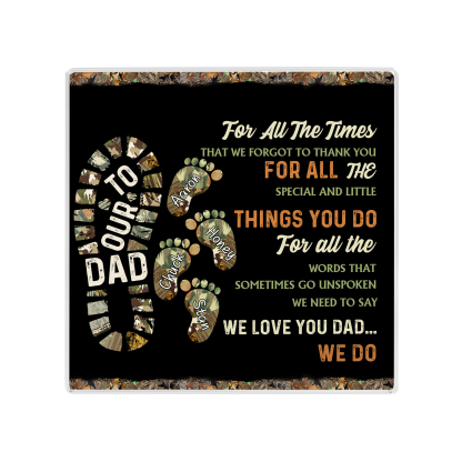 4 Names - Personalised Footprint Pattern Family Acrylic Keepsake Customized Name Acrylic Home Decor Gift for Dad