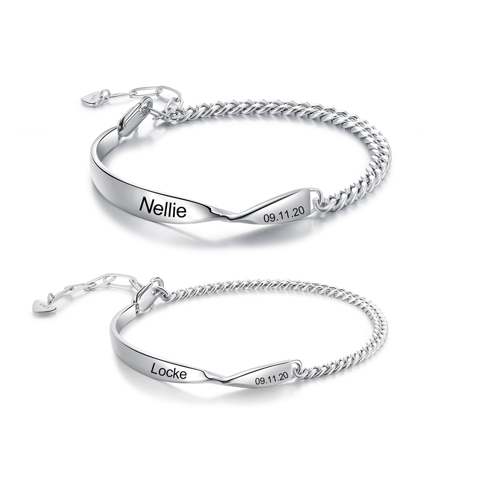Engraved Bracelets Custom Date Bracelets For Couples Couple