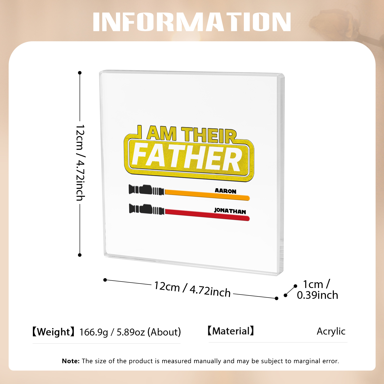 2 Names - Personalised Gun Pattern Family Acrylic Keepsake Customized Name Acrylic Home Decor Gift for Dad