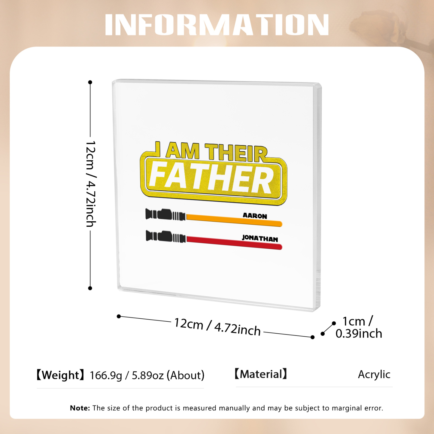 2 Names - Personalised Gun Pattern Family Acrylic Keepsake Customized Name Acrylic Home Decor Gift for Dad