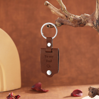 Personalised Text & Photo Men's Leather Keyring - Drive Safely - For Dad