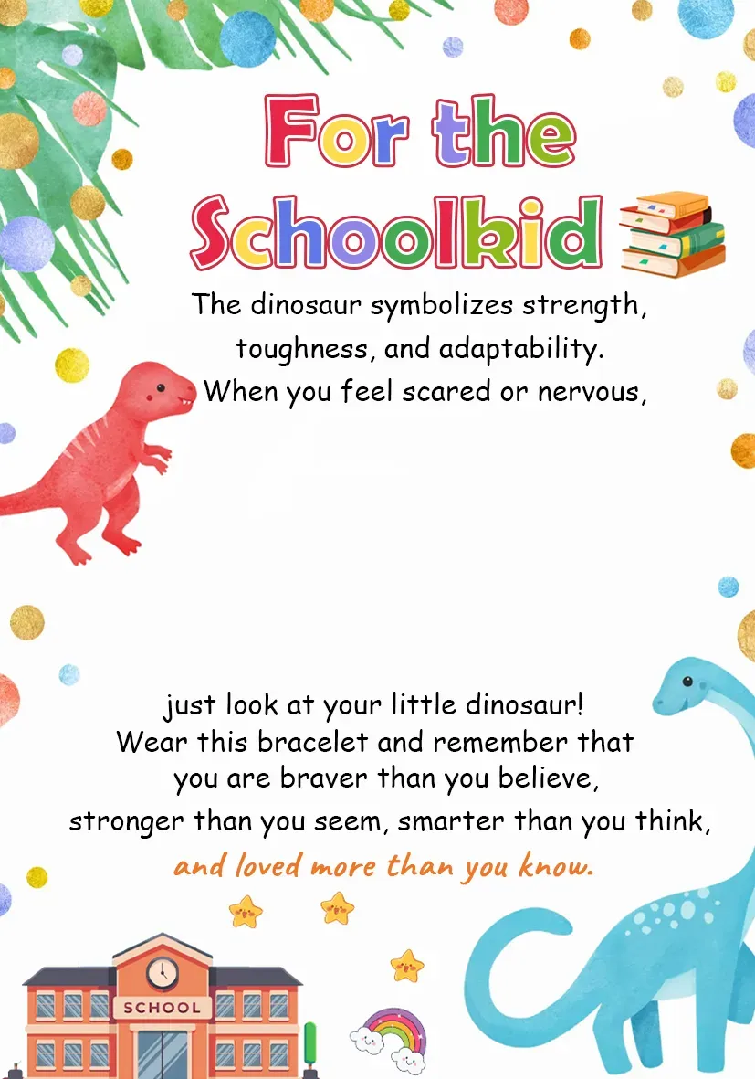 2 Pcs Dinosaur Bracelet Set Back to School Gift with Gift Card Adjustable Bracelet Gift for Schoolkid