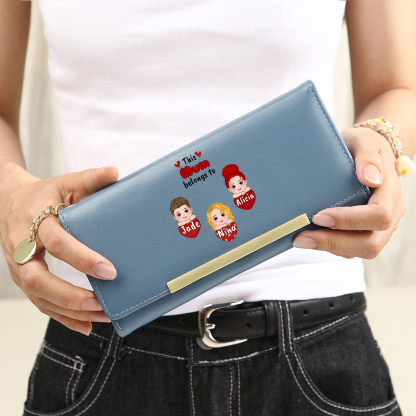 Personalised Women Leather Wallet Purse With Custom Names – Mother's Day Presents For Mum | Jessemade
