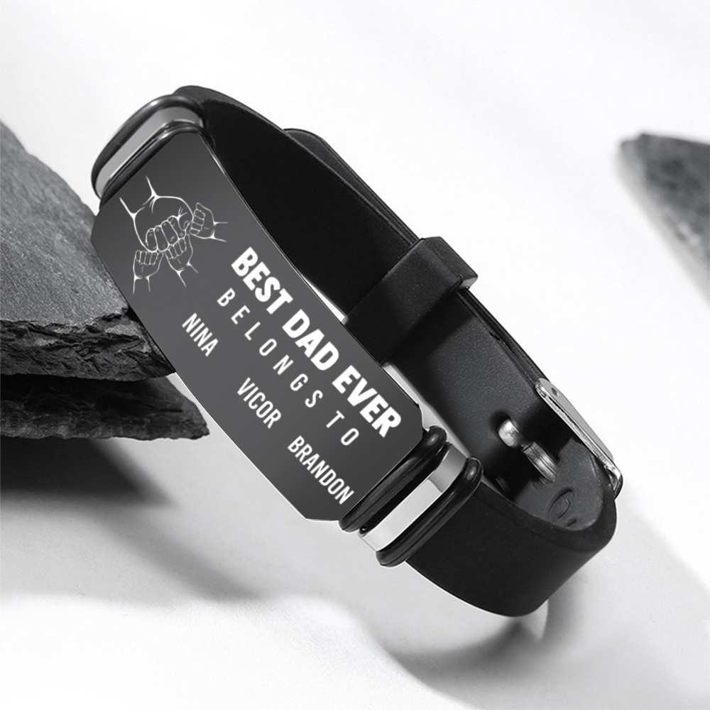 Personalised "Best Dad Ever" Silicone Bracelet – Custom Name Engraving | Jessemade