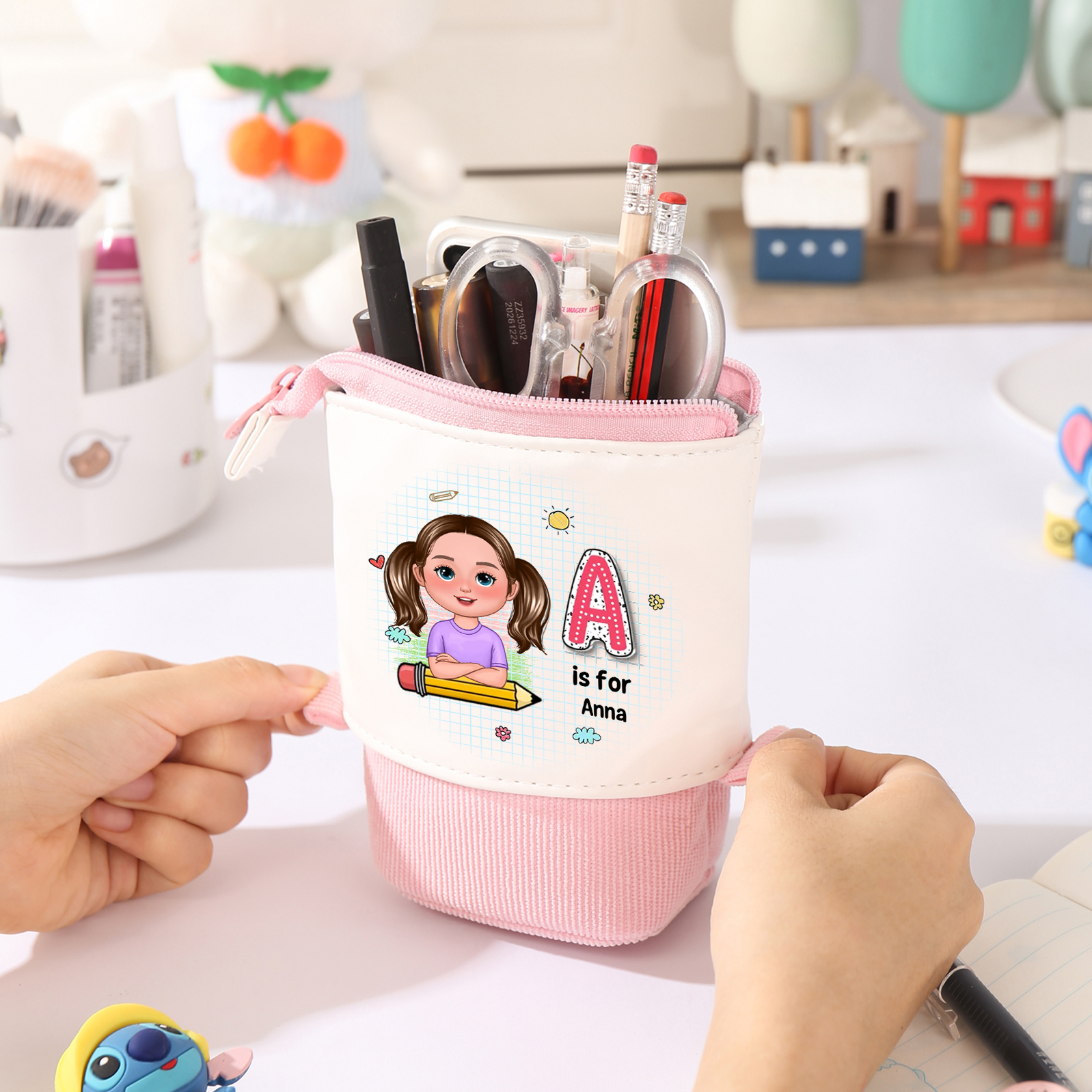 Personalised Cartoon Character Pencil Case – Custom Name Pop-Up Stationery Holder for Children-Back To School Gift For Boys/Girls | Jessemade