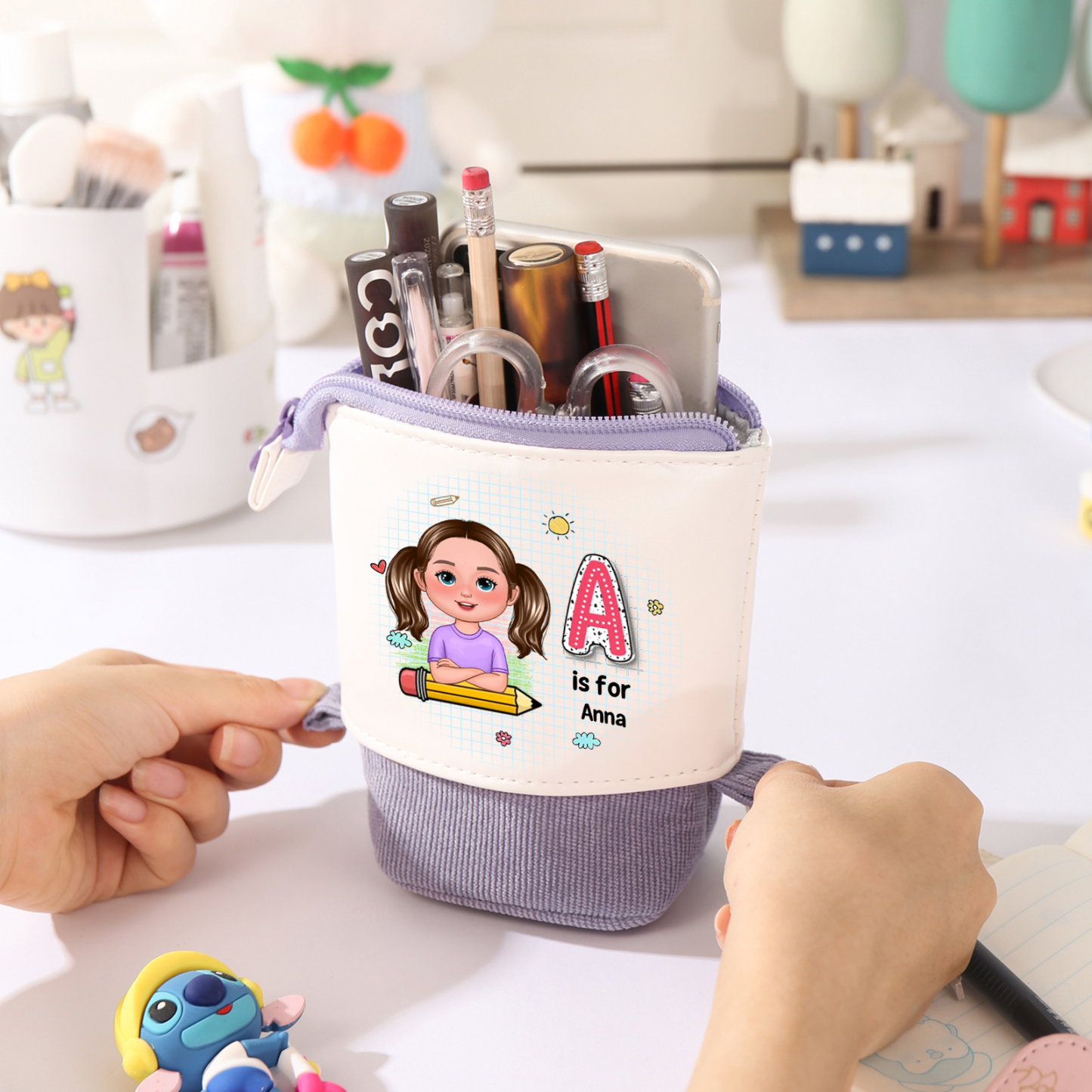 Personalised Cartoon Character Pencil Case – Custom Name Pop-Up Stationery Holder for Children-Back To School Gift For Boys/Girls | Jessemade