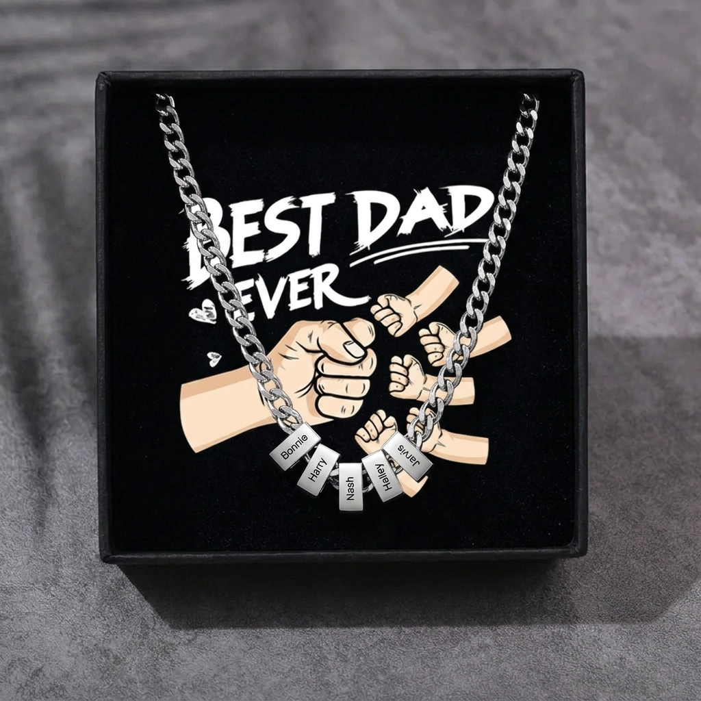 Personalised Curb Chain Necklace with 1-6 Names for Men