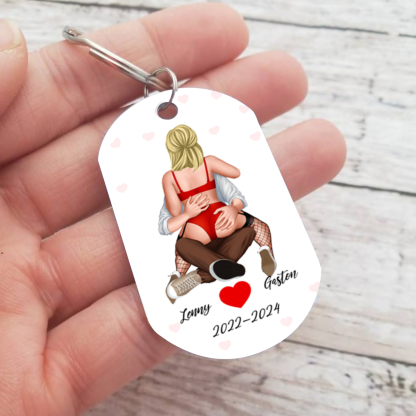 Personalized Keyring Custom 2 Names & Date with "You Have My Heart And My Ass" - Valentine Gift for Couple | Jessemade