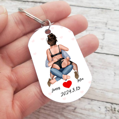 Personalized Keyring Custom 2 Names & Date with "You Have My Heart And My Ass" - Valentine Gift for Couple | Jessemade