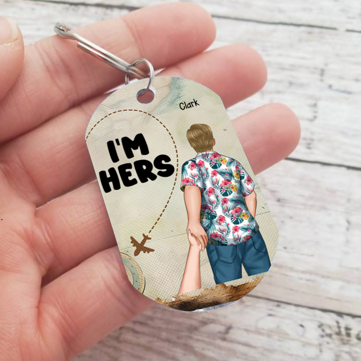 Personalised Couple Keyring – “I’m His & I’m Her” Design, Customised 2 Figures & Names, Valentine’s Day Gift for Him/Her | Jessemade