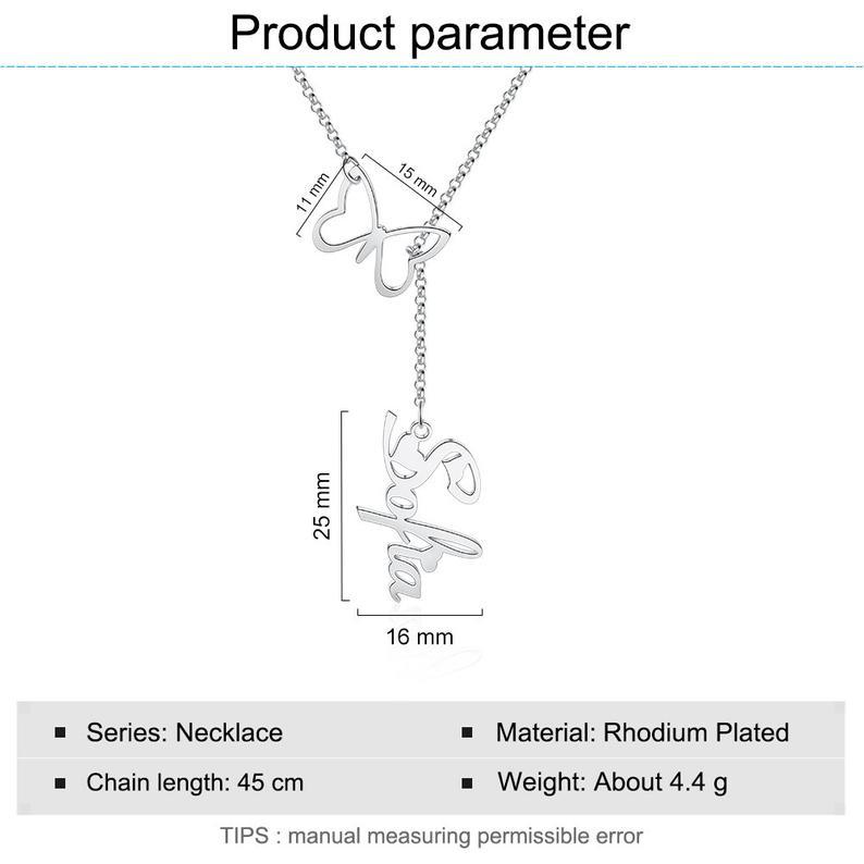 Personalised Butterfly Necklace Custom 1 Name Necklace Gift For Women