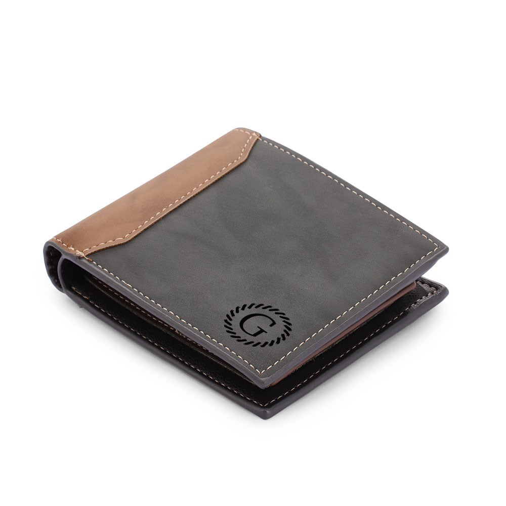 Personalised Leather Wallet Engraved Letter Short Wallet Custom Folding Wallet Gifts For Men