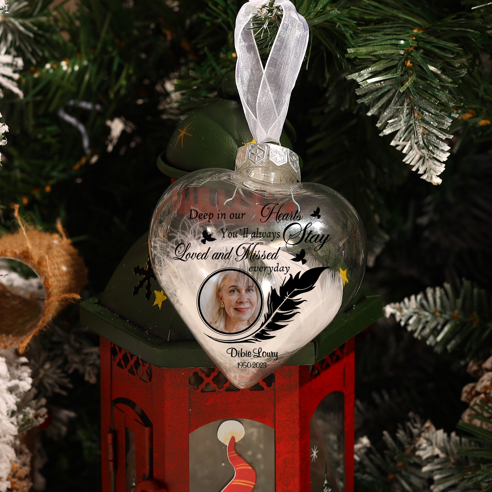 Personalised Memorial Heart Christmas Ornaments with Photo and Name To Commemorate Deceased Loved Ones Pendant | Jessmade