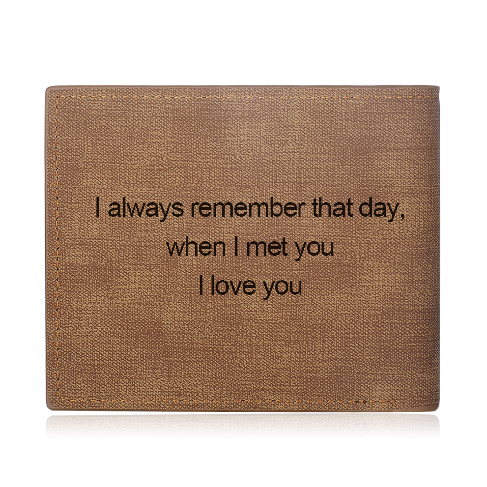 Personalised Leather Wallet Engraved Photo Short Wallet Gifts For Men