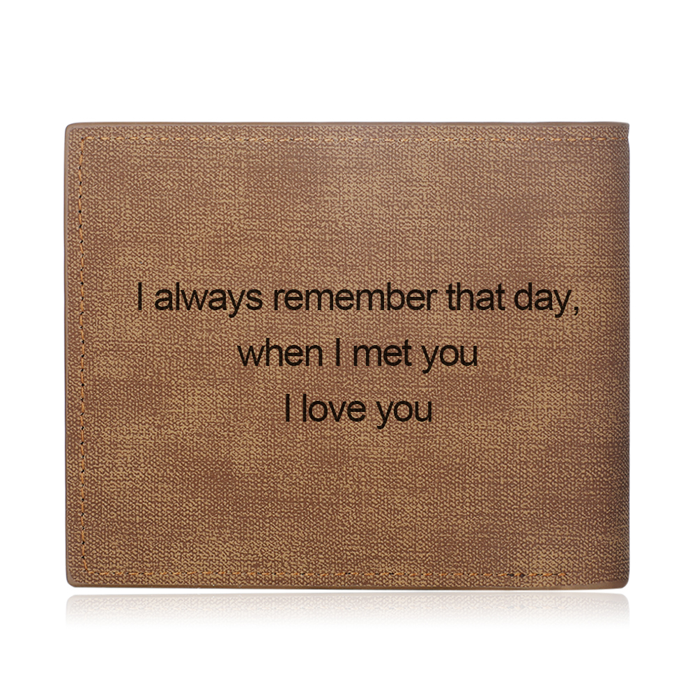 Personalised Leather Wallet Engraved Photo Short Wallet Gifts For Men