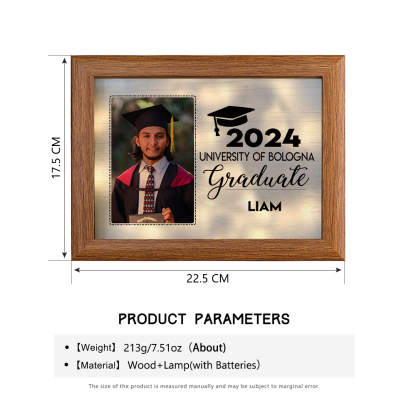 2024 Graduation Gift - Personalised Name and Photo Wood Frame Night Light LED Night Light Gift for Her/Him