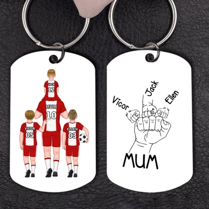 1-3 Names - Personalized Football Team Fist Keychain Customized Name Gift for Mum