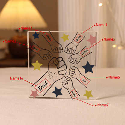 7 Names - Personalised Fist Bump Family Acrylic Keepsake Customized Name Acrylic Home Decor Gift for Dad