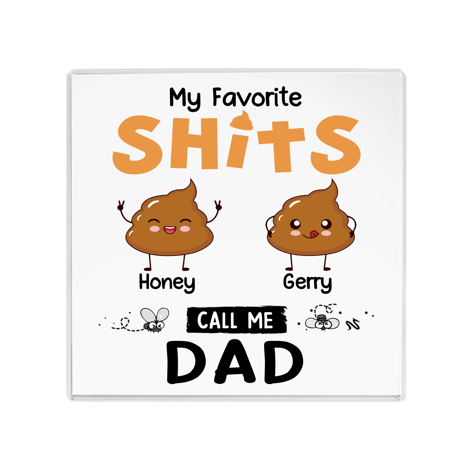 2 Names - Personalised Monster and Shit Style Custom Name Acrylic Ornament Father's Day Gift for Dad