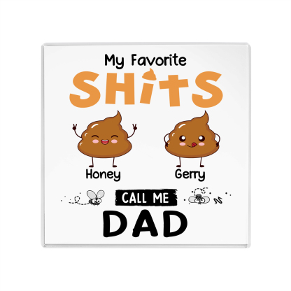 2 Names - Personalised Monster and Shit Style Custom Name Acrylic Ornament Father's Day Gift for Dad