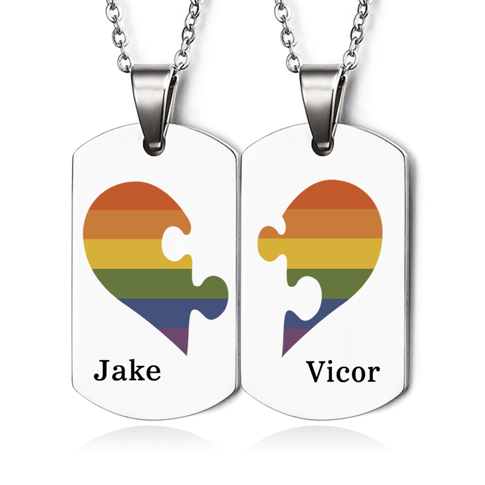 Personalised Text Puzzle Couple Necklace Custom Matching Couple Gifts, Special Gift For Him/Her