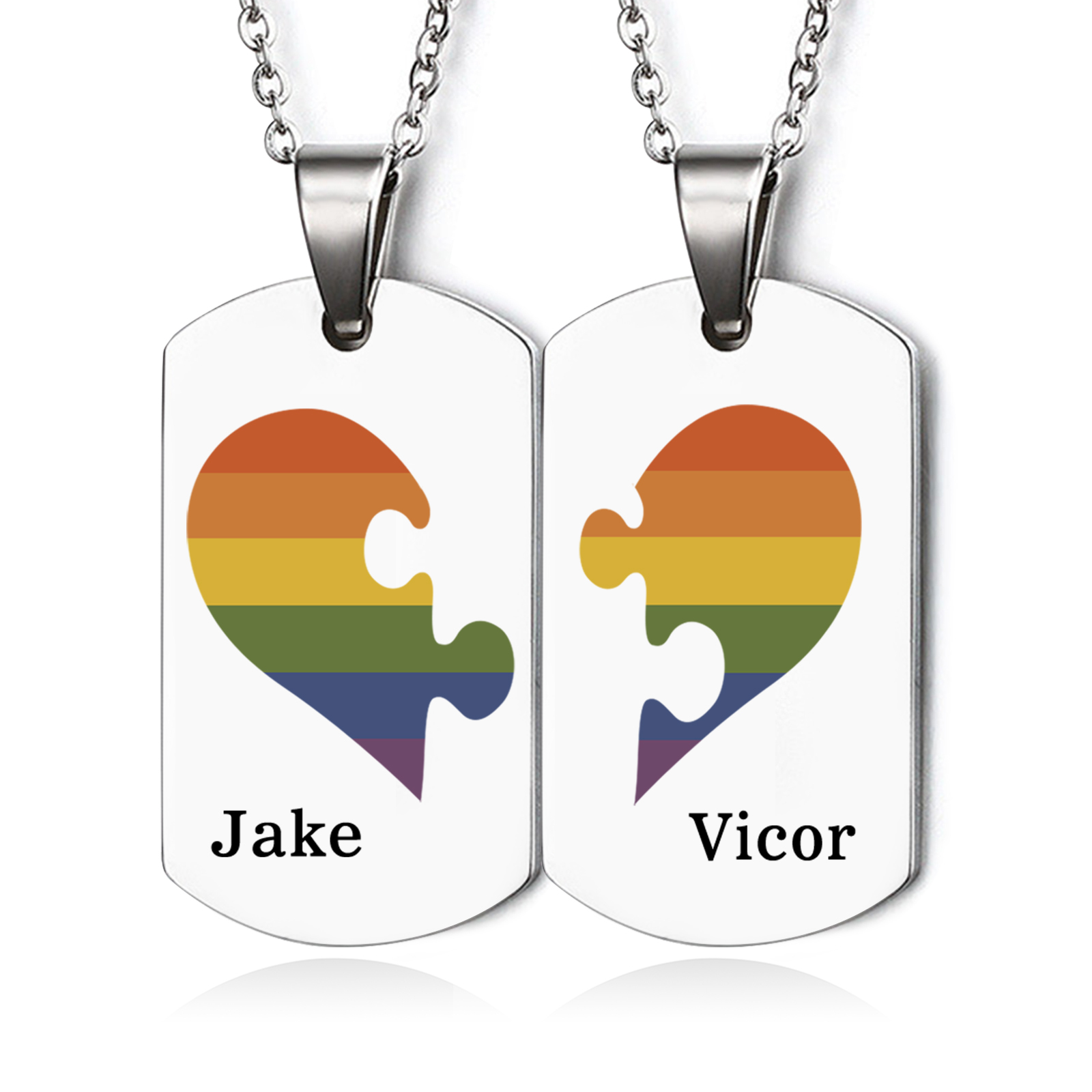 Personalized Text Puzzle Couple Necklace Custom Matching Couple Gifts, Special Gift For Him/Her