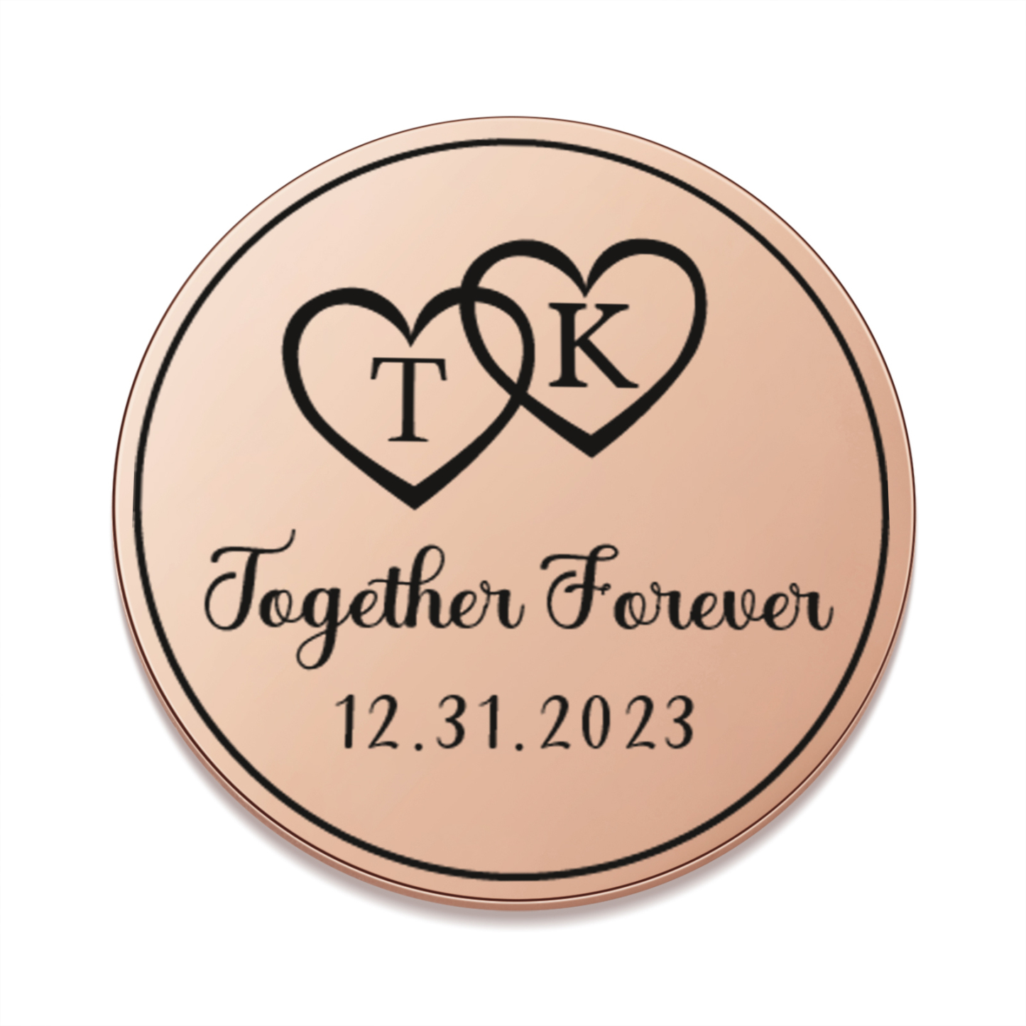 2 PCS Personalized Letter Stainless Steel Couple Coin Custom Anniversary Special Gift