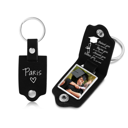 2024 Graduation Gifts - Personalised Name Flip Leather Keyring Customized Photo Keyring Gift for Her/Him