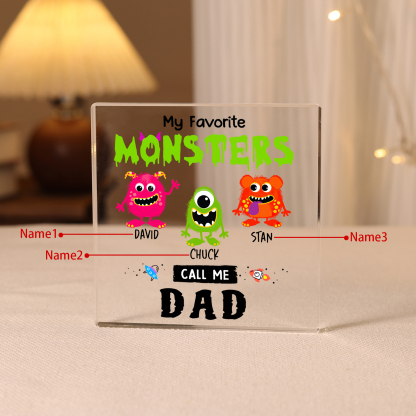 3 Names - Personalised Monster and Shit Style Custom Name Acrylic Ornament Father's Day Gift for Dad