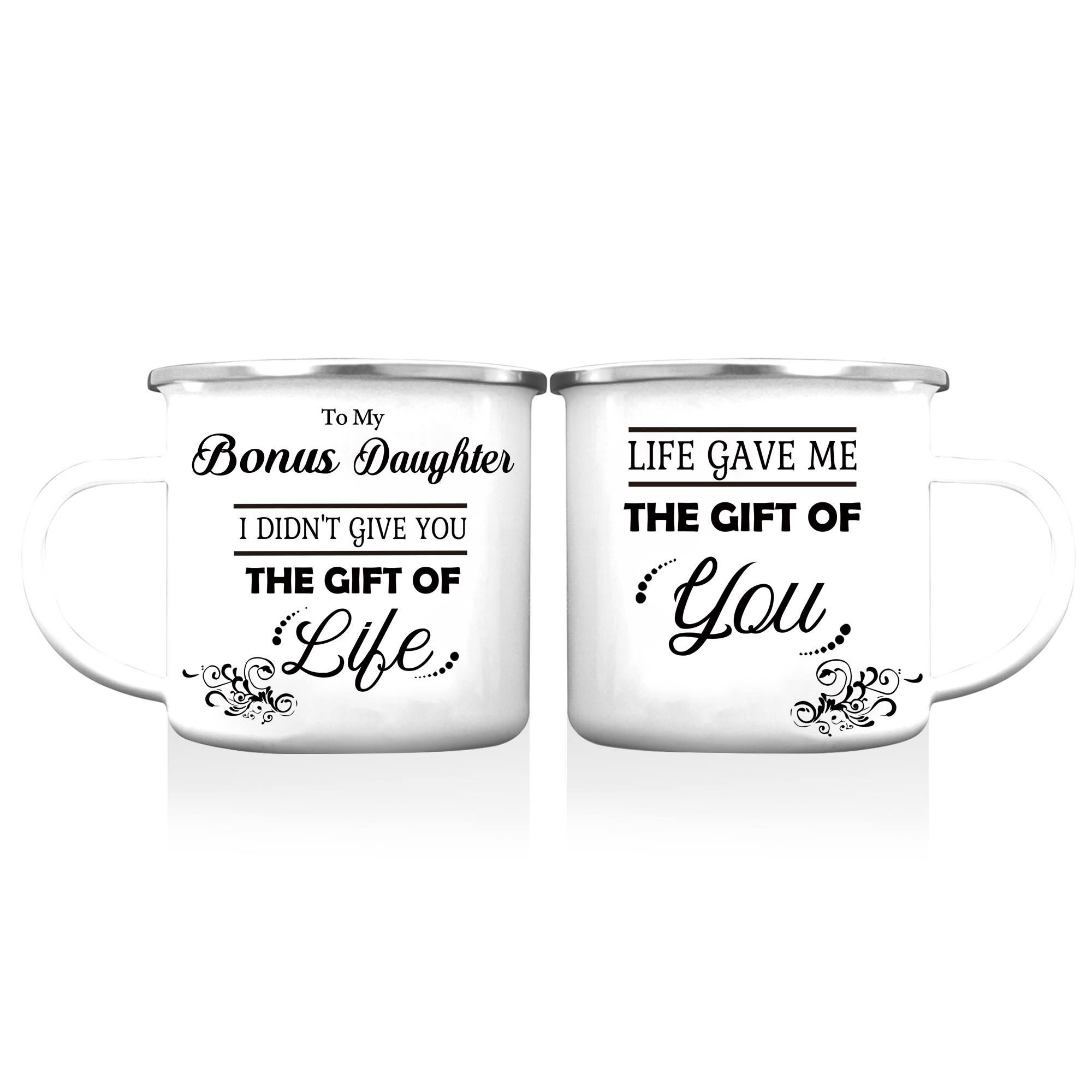 To My Bonus Daughter Mug Set With Gift Box Christmas Birthday Gift Ceramic Coffee Mug for Daughter