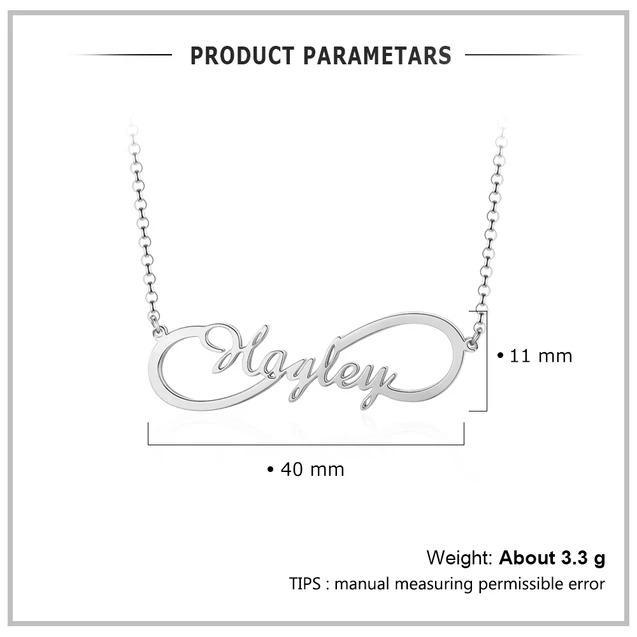 Personalised Infinity Necklace Custom 1 Name Necklace Gift For Women