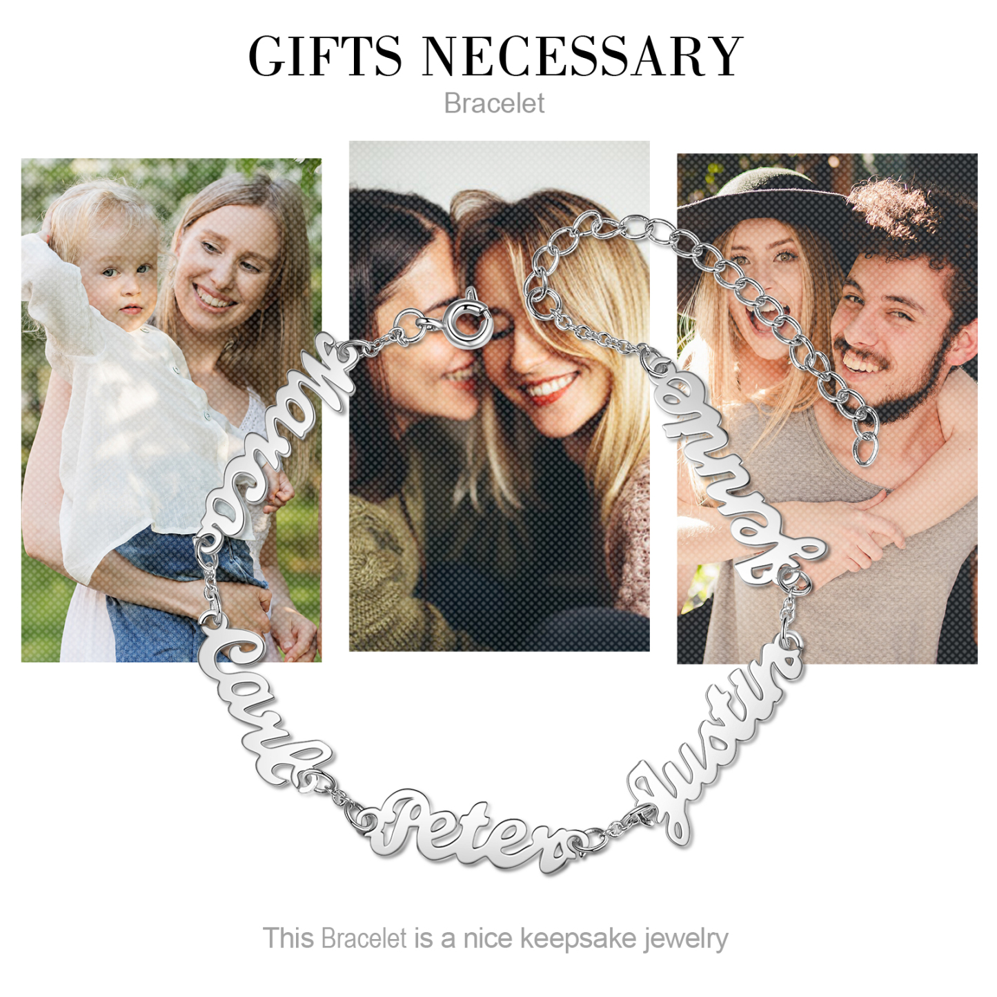 Personalised Family Name Women's Bracelet For Mother Custom 5 Names Bracelet For Her