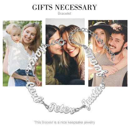 Personalised Family Name Women's Bracelet For Mother Custom 5 Names Bracelet For Her