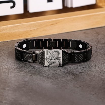 Personalised Photo & 2 Names Gift Set Custom Wallet & Bracelet Gift Box Set Father’s Day Gifts