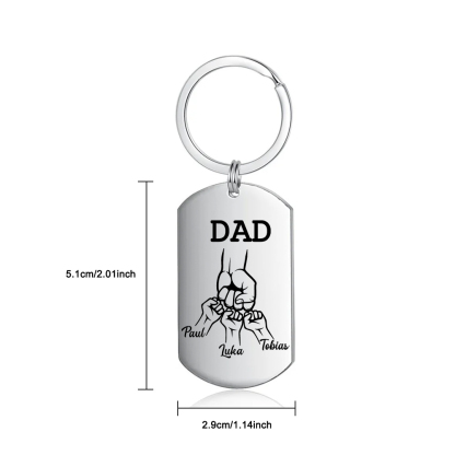 Personalised 4 Names Gift Set Custom Wallet & Bracelet & Keychain Gift Box Set Father’s Day Gifts