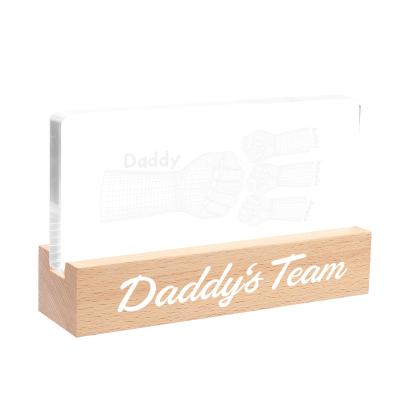 4 Names Personalised Fist Bump Pattern Night Light Custom Text LED Light Father's Day Gift for Dad
