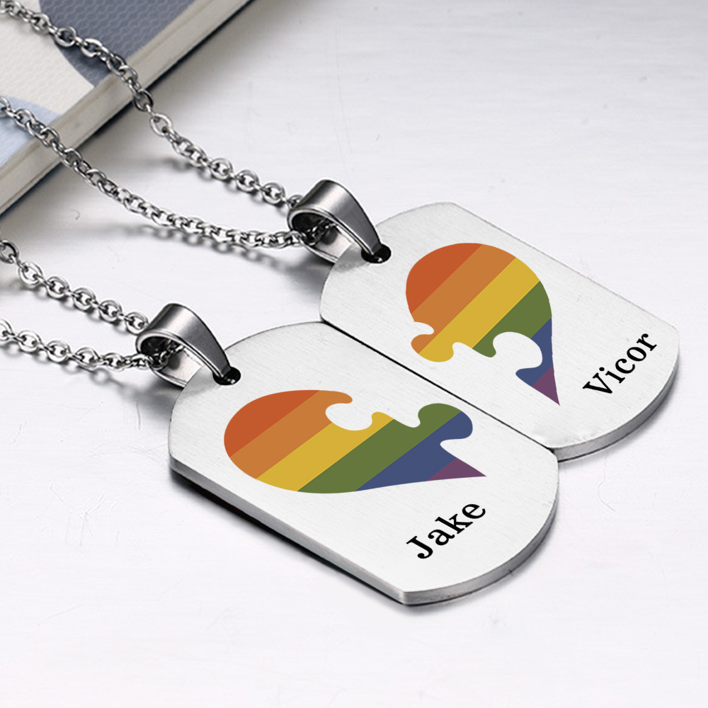 Personalised Text Puzzle Couple Necklace Custom Matching Couple Gifts, Special Gift For Him/Her