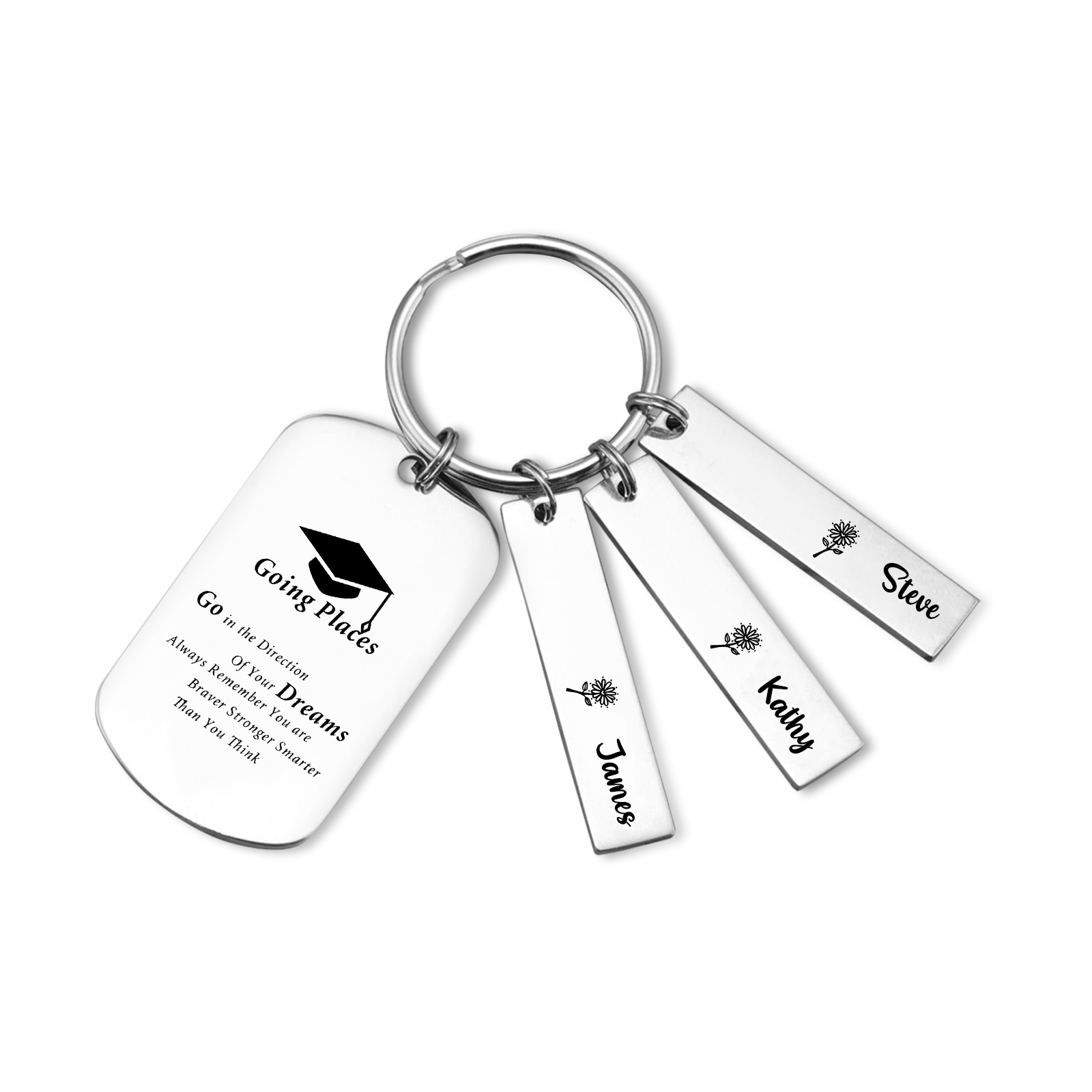 3 Names - Personalised Name Exquisite Graduation Keyring Gift For Her/Him