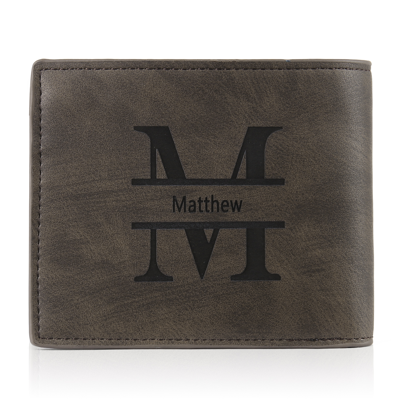 Personalised Name Leather Men's Wallet With Card Slot Engraved Letter And Photo Gift For Father's Day