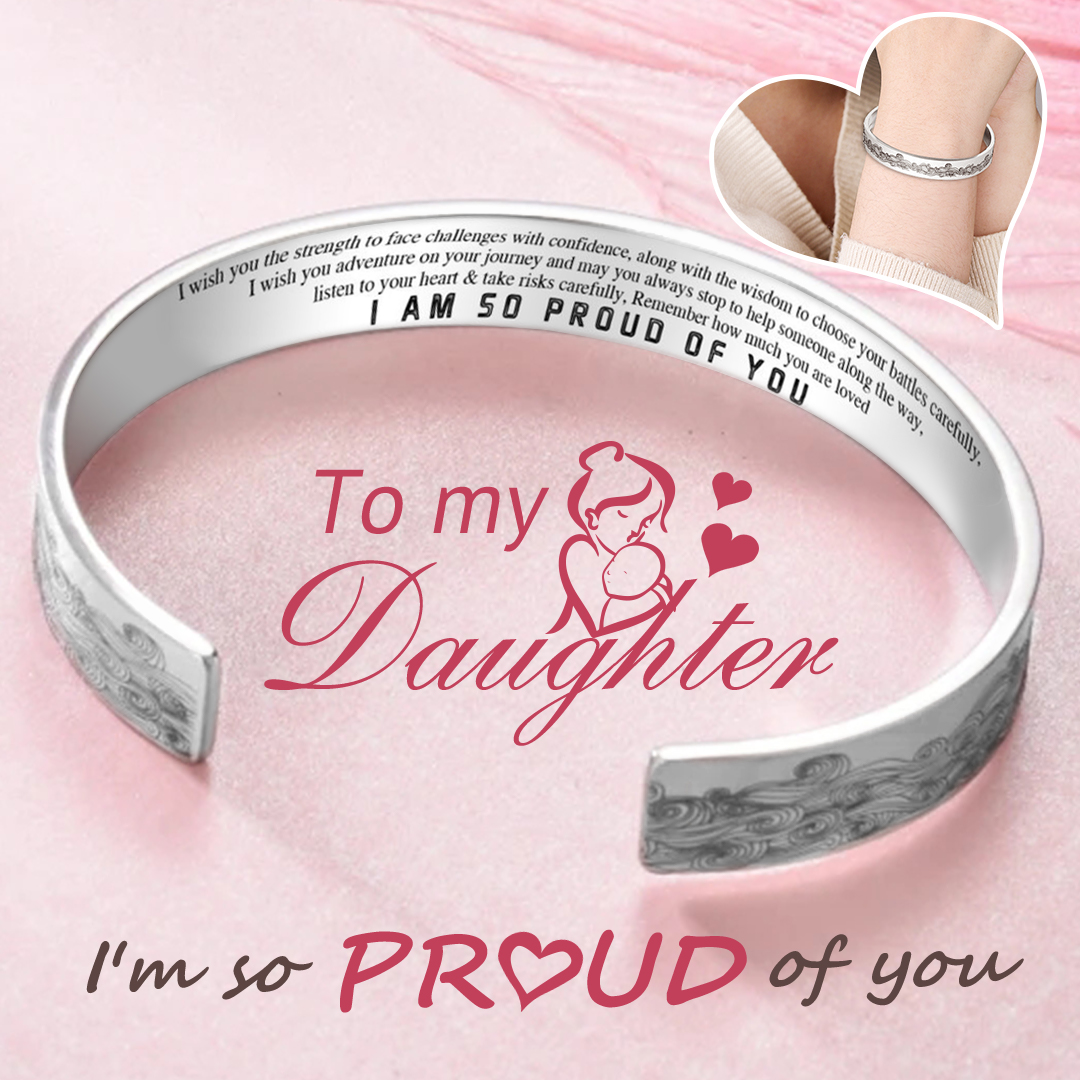To My Daughter- Wave Cuff Bangle Bracelet 