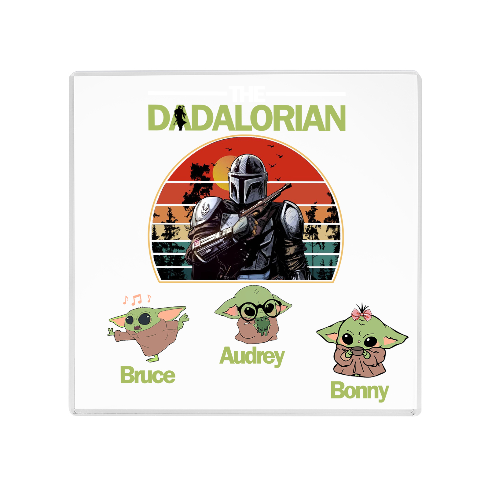 3 Names - Personalised Dadalorians Pattern Custom Name Acrylic Ornament Father's Day Gift