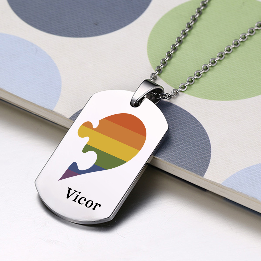 Personalised Text Puzzle Couple Necklace Custom Matching Couple Gifts, Special Gift For Him/Her