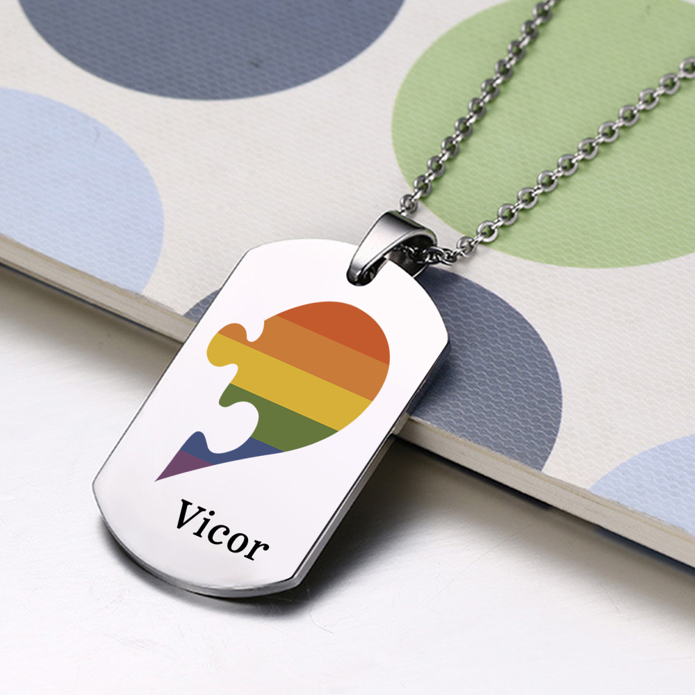 Personalised Text Puzzle Couple Necklace Custom Matching Couple Gifts, Special Gift For Him/Her