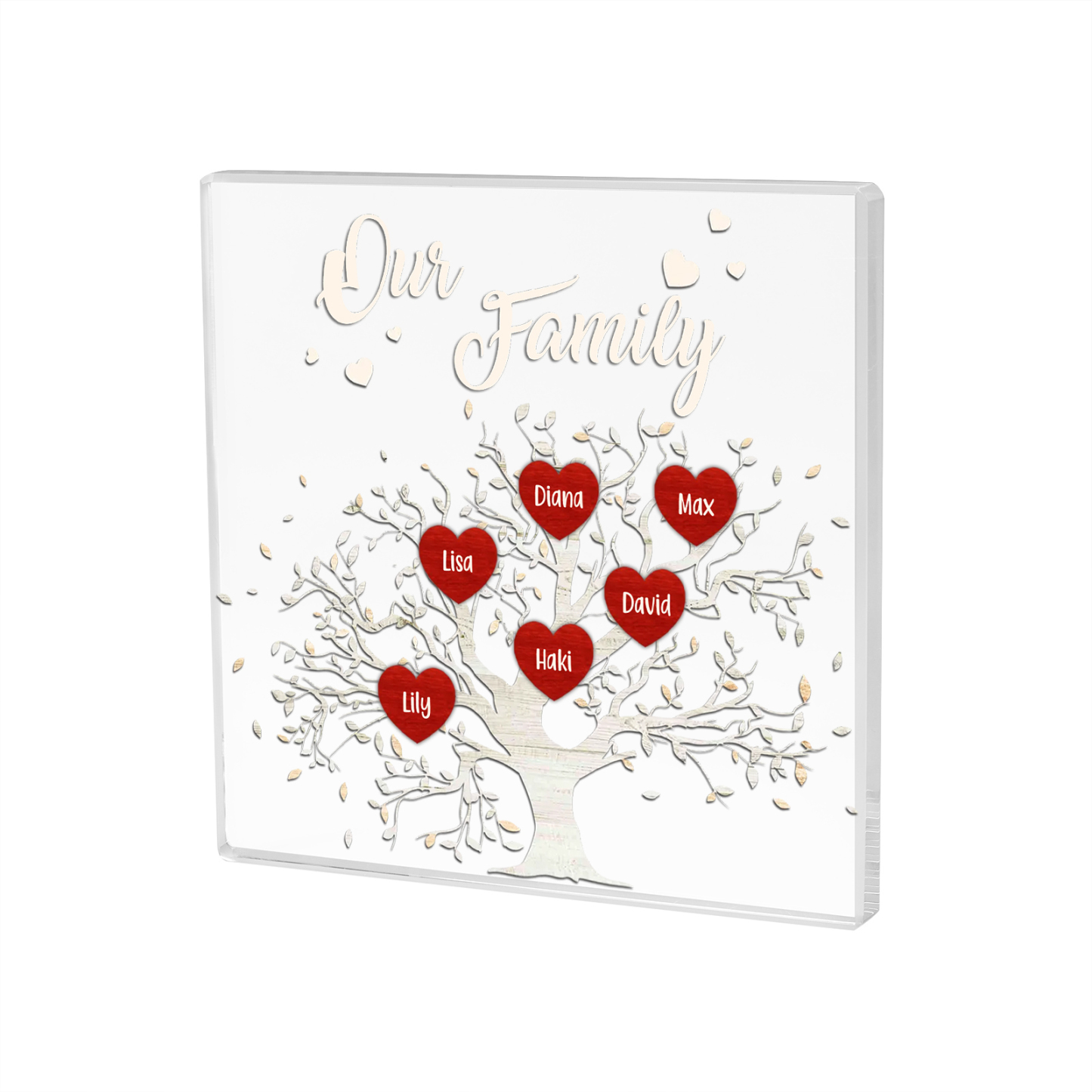 6 Names-Personalised Acrylic Family Tree Keepsake-Custom Text and Names-Acrylic Plaque Home Decoration Gift for Dad/Grandad