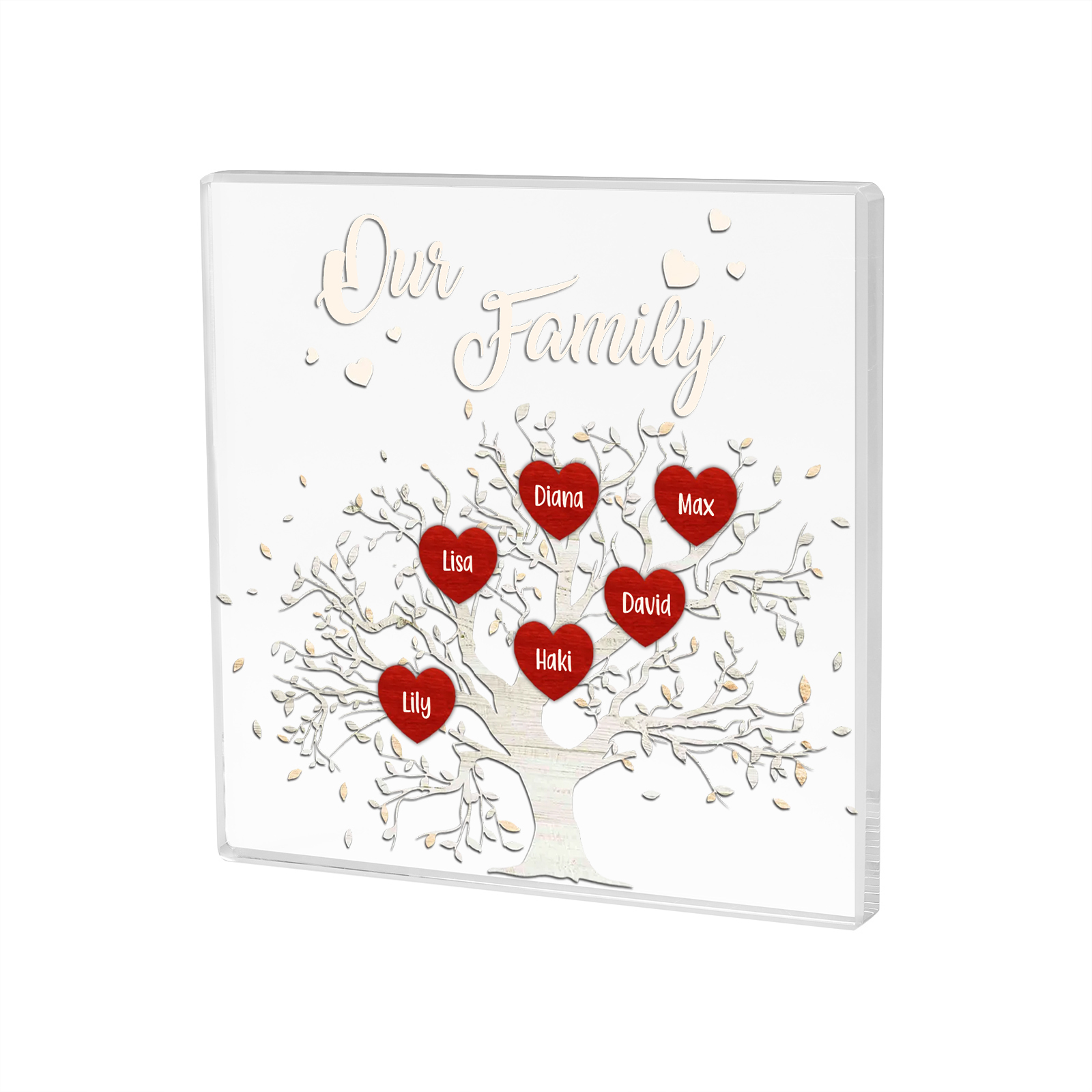 6 Names-Personalised Acrylic Family Tree Keepsake-Custom Text and Names-Acrylic Plaque Home Decoration Gift for Dad/Grandad