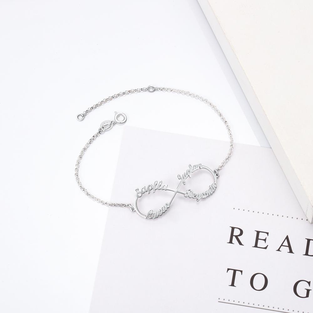 925 Sterling Silver Personalised Infinity Name Bracelets Name Bracelet