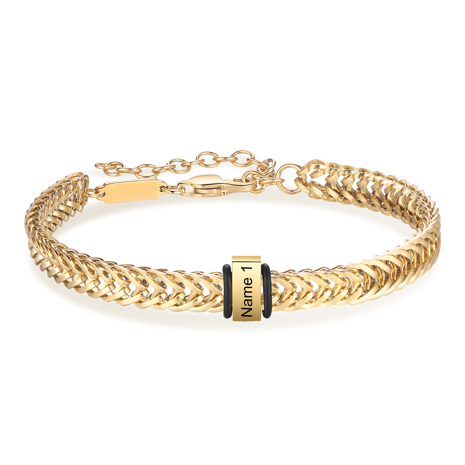 2 Names - Personalised Name Stainless Steel Men's Bracelet Great Gift for Him